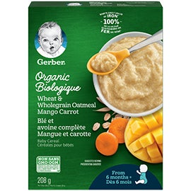 GERBER Organic Wheat & Wholegrain Oat Mango Carrot Baby Cereal