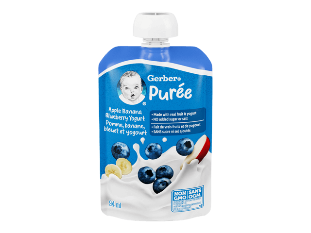 Apple Banana Blueberry Yogurt Purée, Made With Real Fruit and Yogurt
