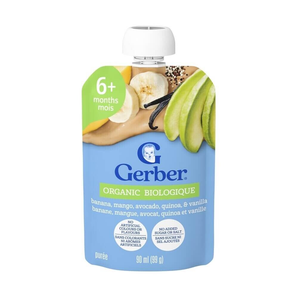 GERBER Banana, Mango, Quinoa, Avocado, with Vanilla Purée