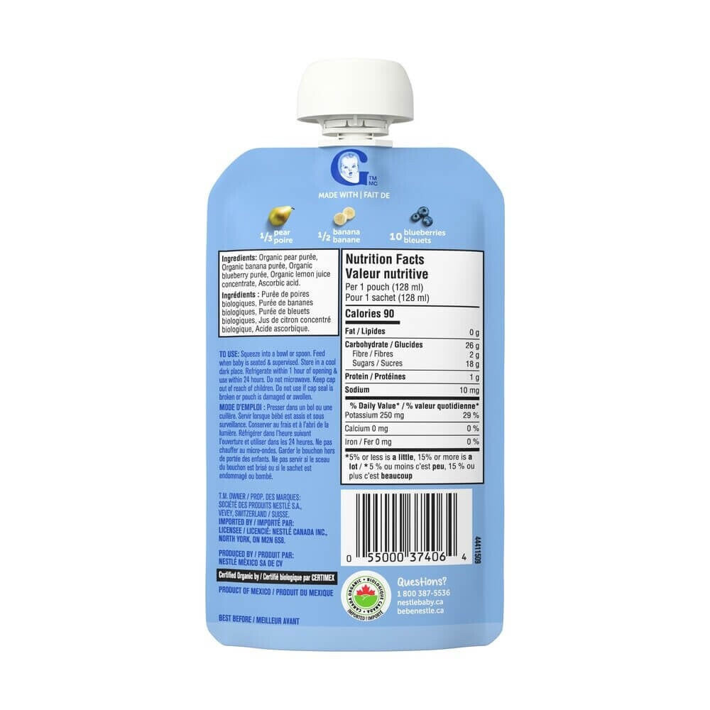 Gerber Organic Puree Pear Banana Blueberry