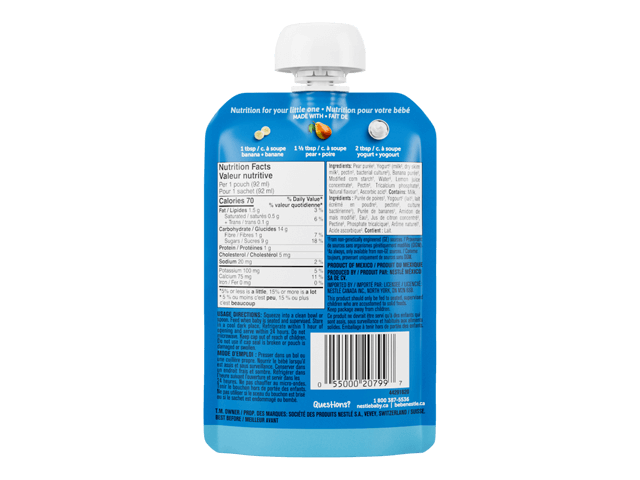 Pear Banana Yogurt Puree Made with Real Fruit and Yogurt