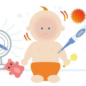 Illustration du bébé avec de la fièvre