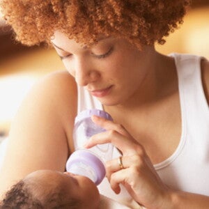 Mom feeding baby