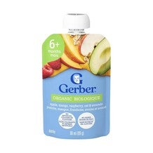 GERBER Apple, Mango, Raspberry, Avocado, with Oats Purée