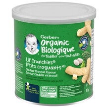 Gerber Organic lil’ crunchies cheddar and broccoli