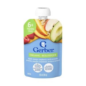 GERBER Apple, Mango, Raspberry, Avocado, with Oats Purée