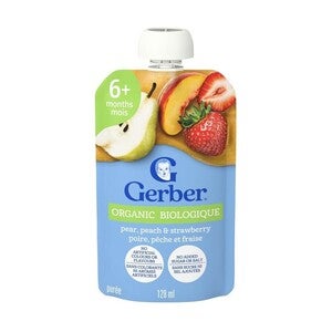Gerber Organic Pear, Peach & Strawberry Purée