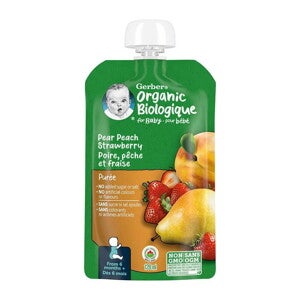 Gerber Organic Pear, Peach & Strawberry Purée