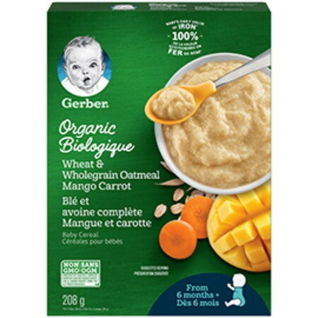 GERBER Organic Wheat & Wholegrain Oat Mango Carrot Baby Cereal