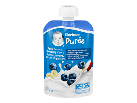 Apple Banana Blueberry Yogurt Purée, Made With Real Fruit and Yogurt