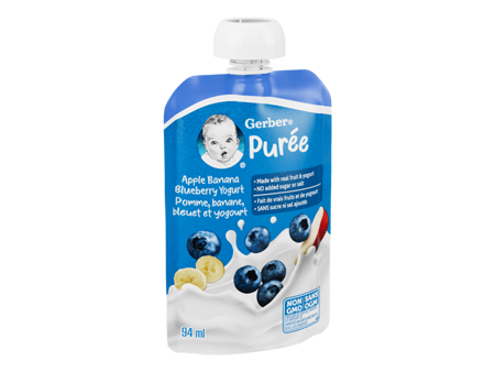 Apple Banana Blueberry Yogurt Purée, Made With Real Fruit and Yogurt