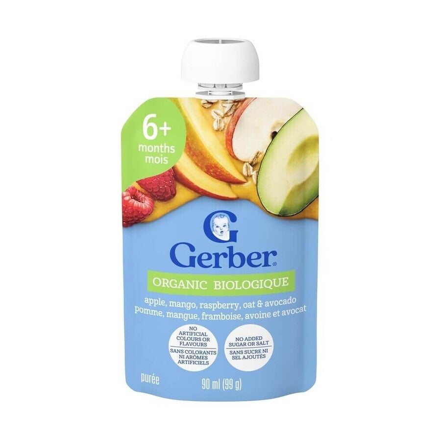 GERBER Apple, Mango, Raspberry, Avocado, with Oats Purée