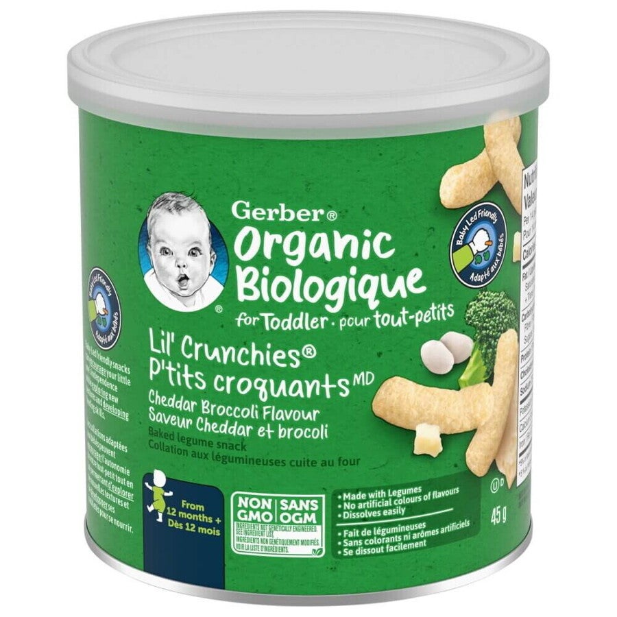 Gerber Organic lil’ crunchies cheddar and broccoli