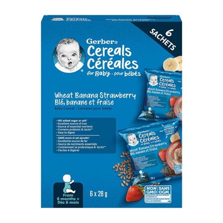 Gerber® Wheat Banana Strawberry Baby Cereal, Sachets