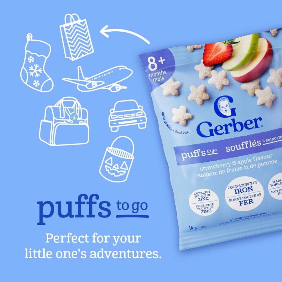 Gerber Puffs To Go Fraise Pomme | 8 mois et plus
