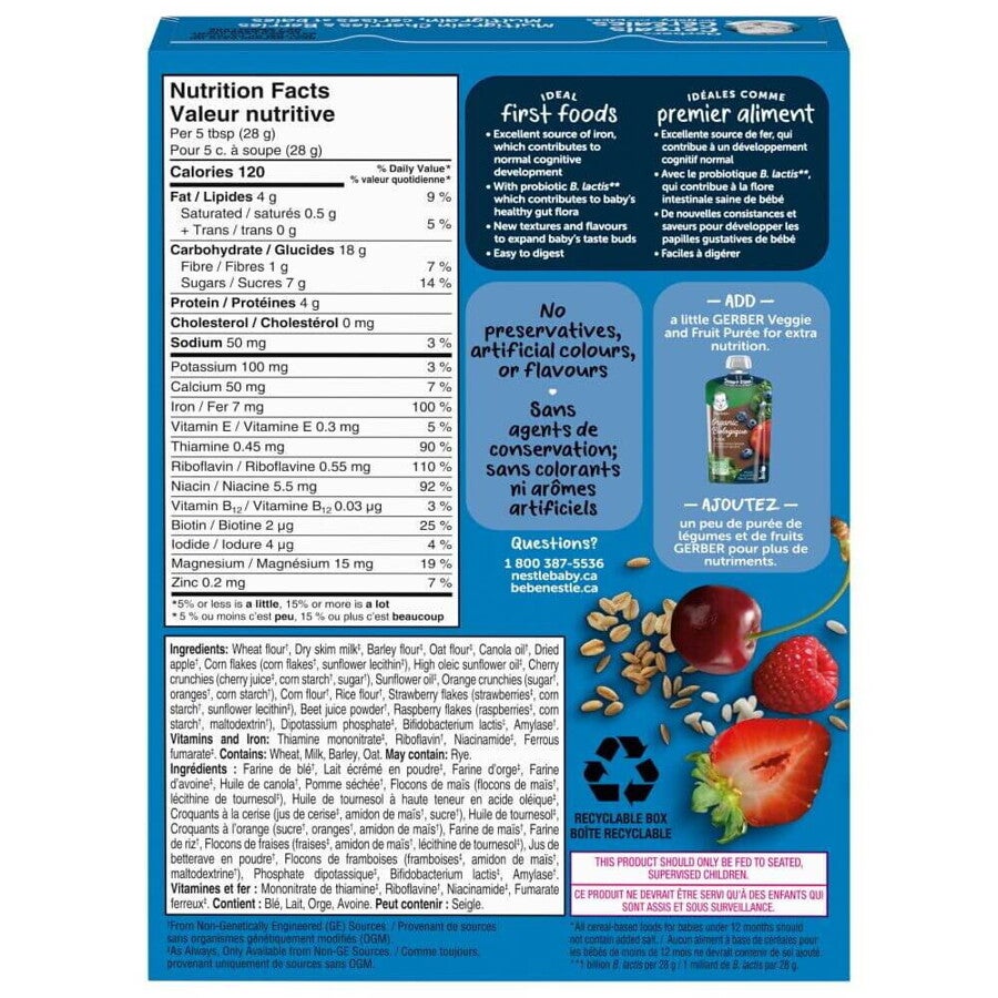 Gerber multigrain cherries berries toddler cereal