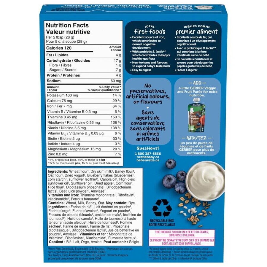 Gerber Multigrain Yogurt and Blueberry Baby Cereal