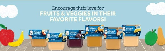 gerber baby purees to encourage their love for fruits and veggies in their favorite flavors